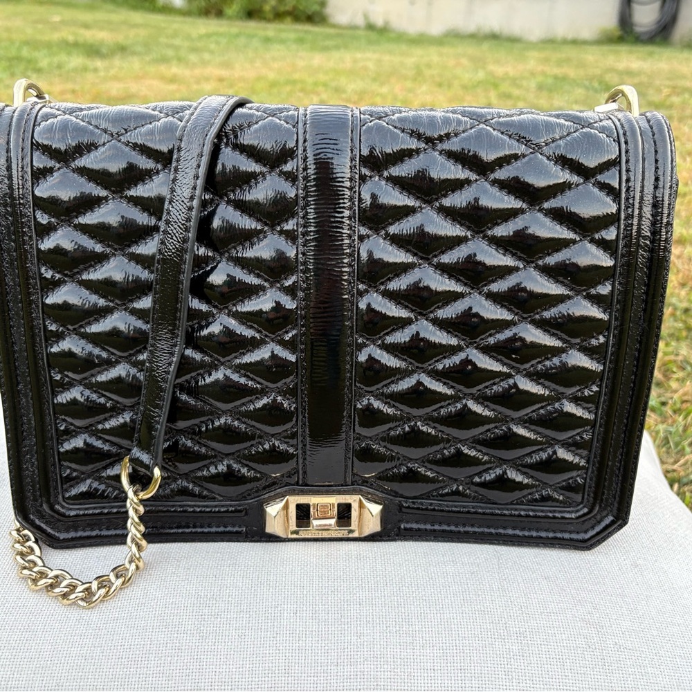‼️SOLD‼️Jumbo Black Quilted Patent Leather Crossbody  Rebecca Minkoff